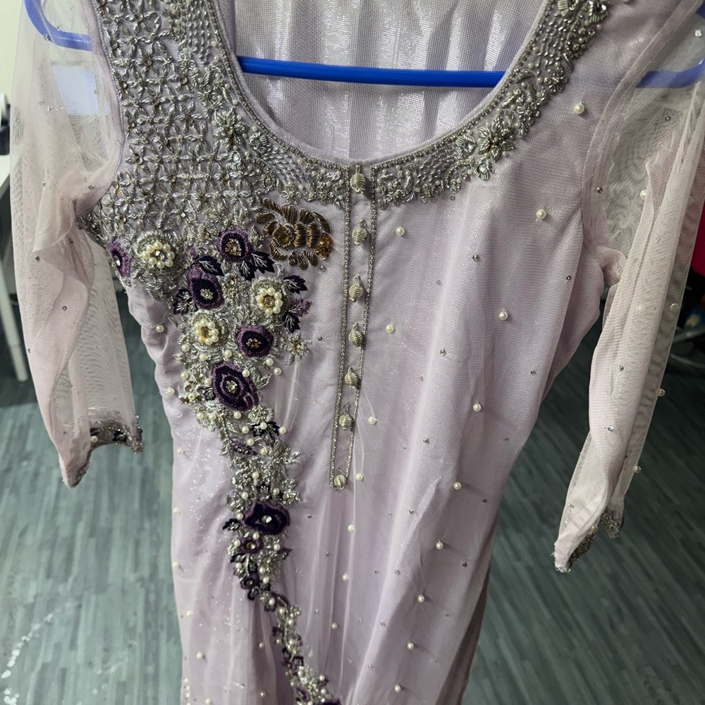 Pakistani/Indian Embellished Lavender Dress with Beaded Details